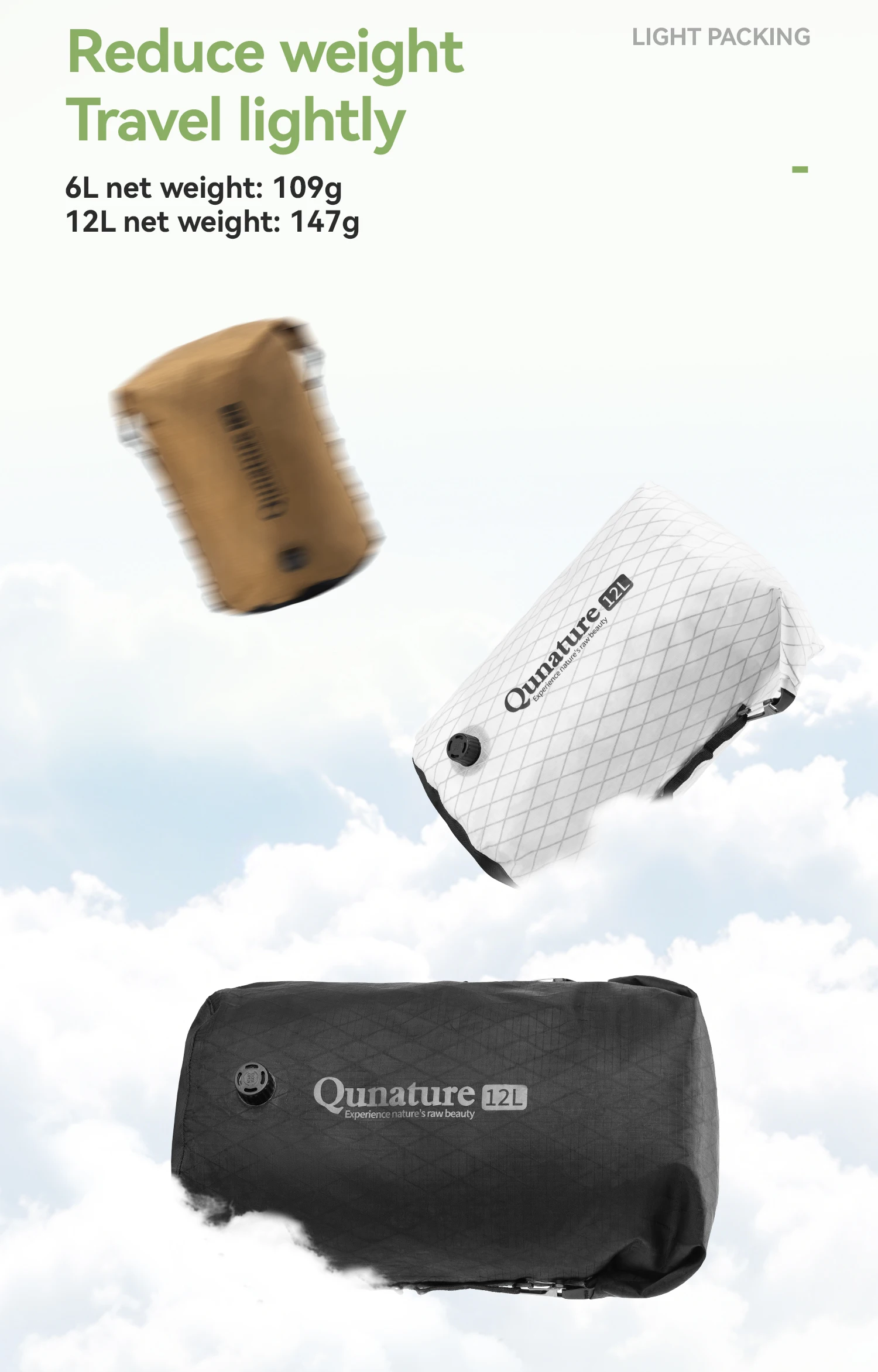 Qunature Bikepacking Packtaschen Wasserdichte Kompressionsbeutel für Rennrad und Mountainbike Leichte Faltbare Touring-Fahrradzubehör – Detail 9
