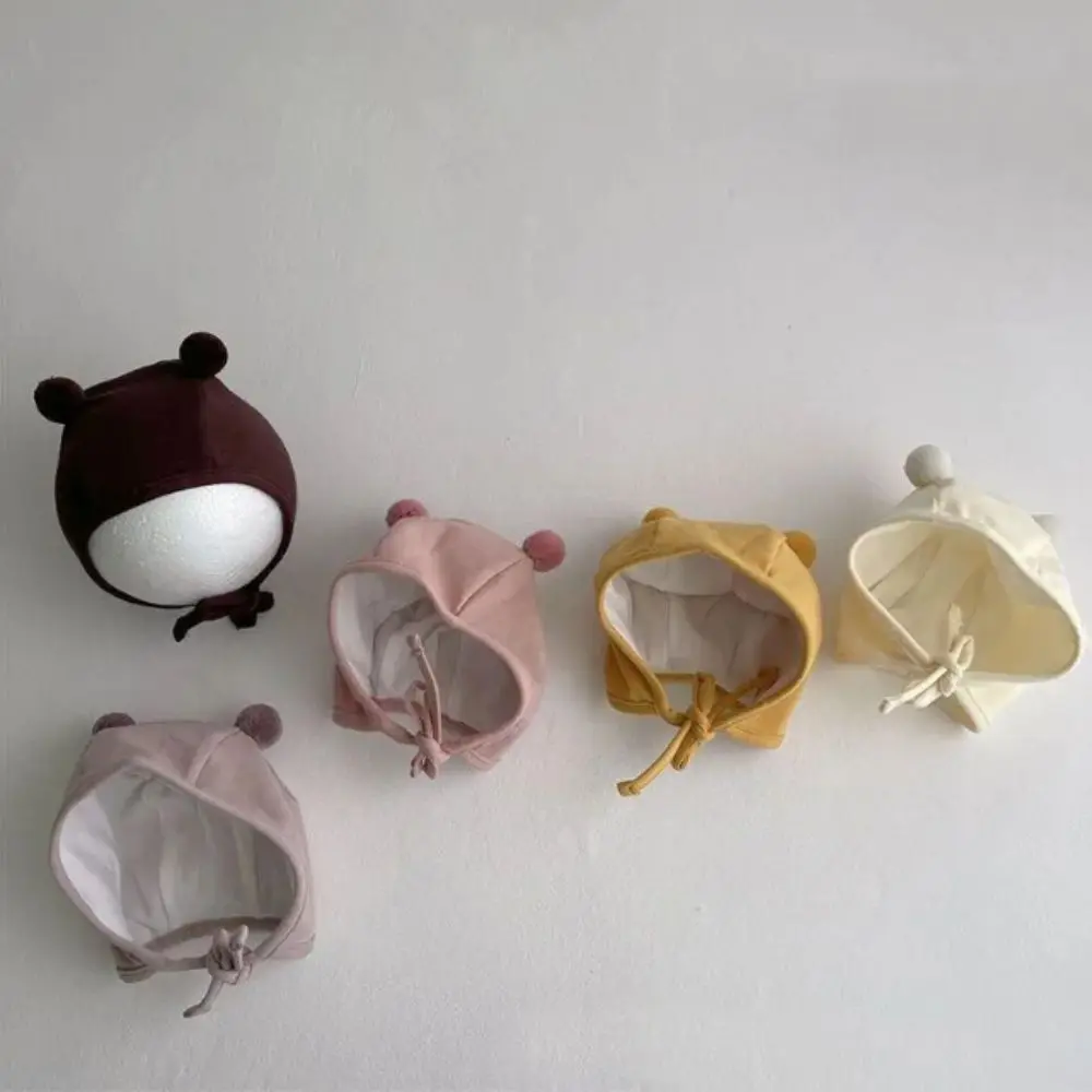 

Thin Windproof Baby Bear Ear Protection Hat Cotton Thickened Pullover Style Newborn Infant Hats Cartoon Design No Brim