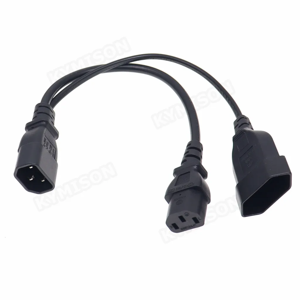 Y Splliter Power Cord IEC320 C14 Plug 3-Prong Male Power Cable Cord AC Power Adapter to C13+ CEE7/16 2Pin Female Socket