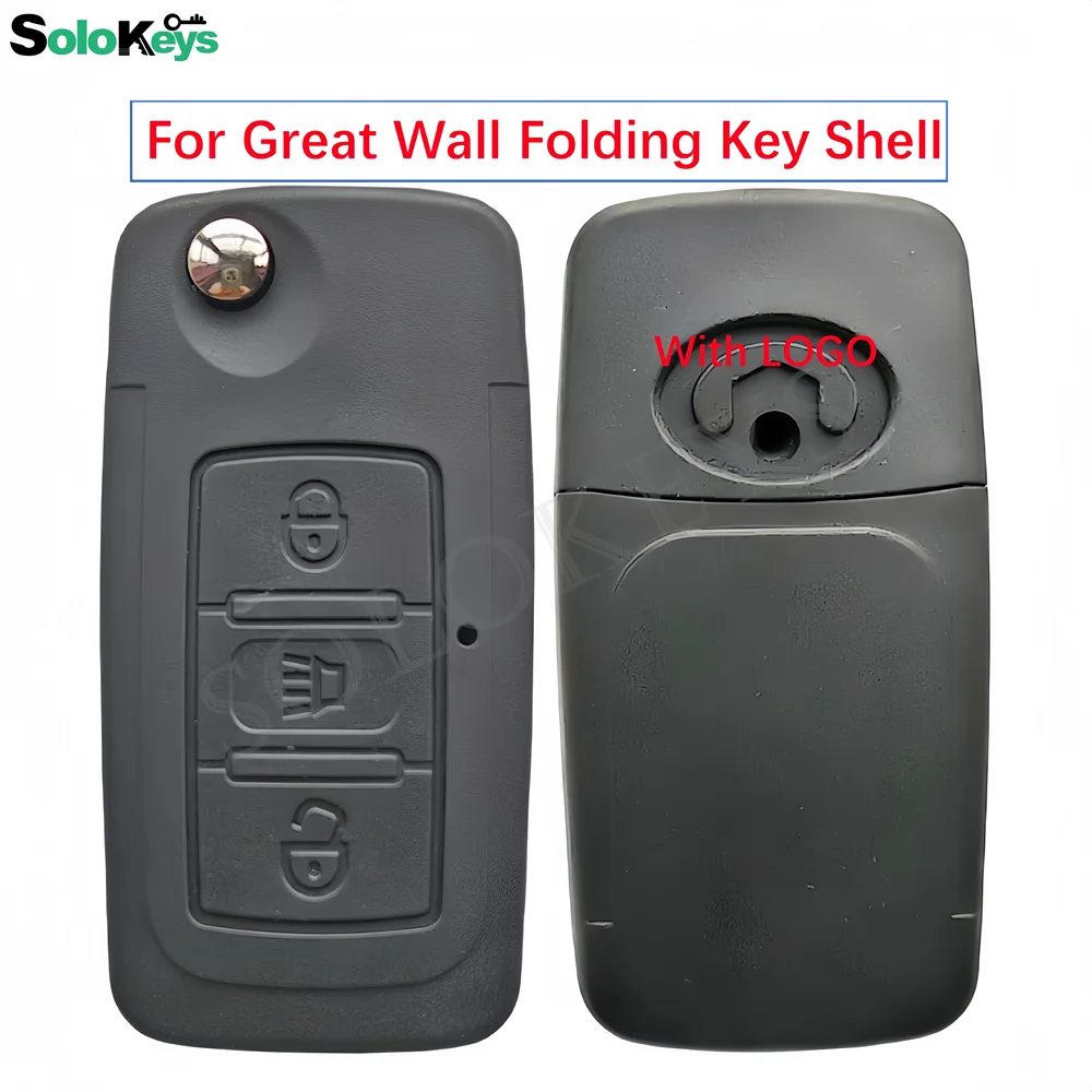 SOLOKEYS  For Great Wall C30 Old Harvard H6 High Quality Folding Remote Control Key Shell 3 Buttons With LOGO