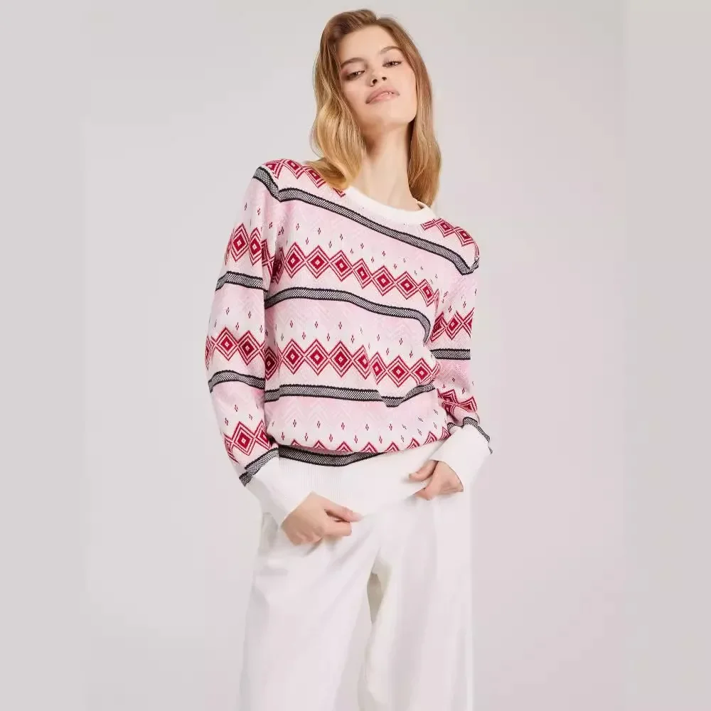 

Knitted Sweaters 2024 New Products in Europe, America and Russia Popular Jacquard New Autumn and Winter Sweaters Round Neck Wide