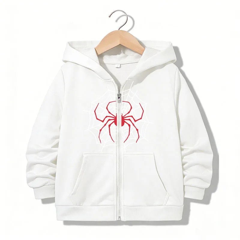 Streetwear Zipper Hoodie Casual Spider Letter Hoodies Jackets Boys Girls Y2k Zip Up Sweatshirt Spring Autumn Hoodies