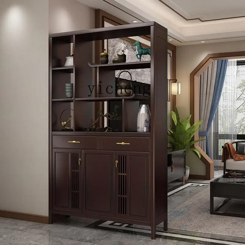 

FY solid wood screen partition wine cabinet integrated wall storage cabinet decorative cabinet