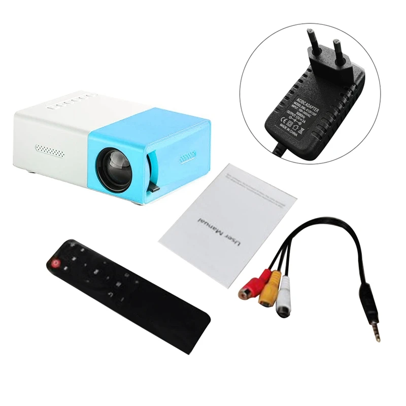 School Season Multi-Functional Classroom Mini Projector Easy Carrying With EU Plug,Blue-White