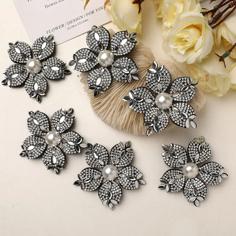 

10 шт., сверкающие жемчужные тканевые наклейки с цветком, нашивки для одежды, индивидуальная обувь «сделай сам», цветочный сундук, нашивка для аксессуаров для багажа