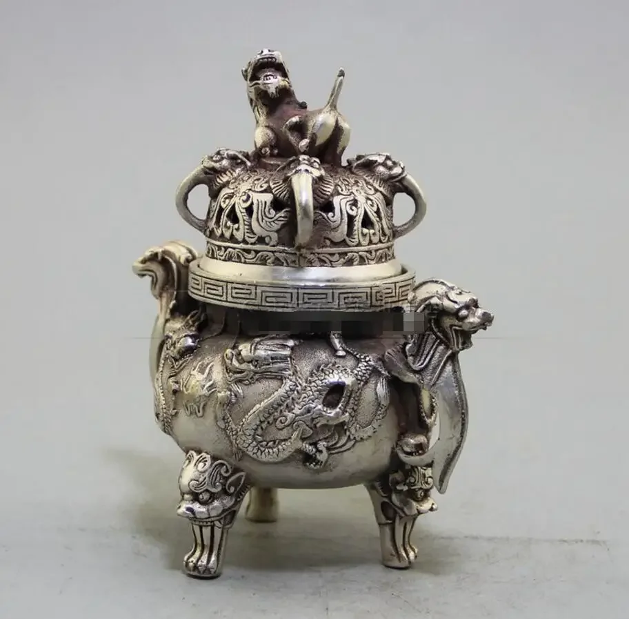 

Copper Statue Antique crafts manufacturers direct sales of exquisite pure copper, white copper double dragon playing beads, ince