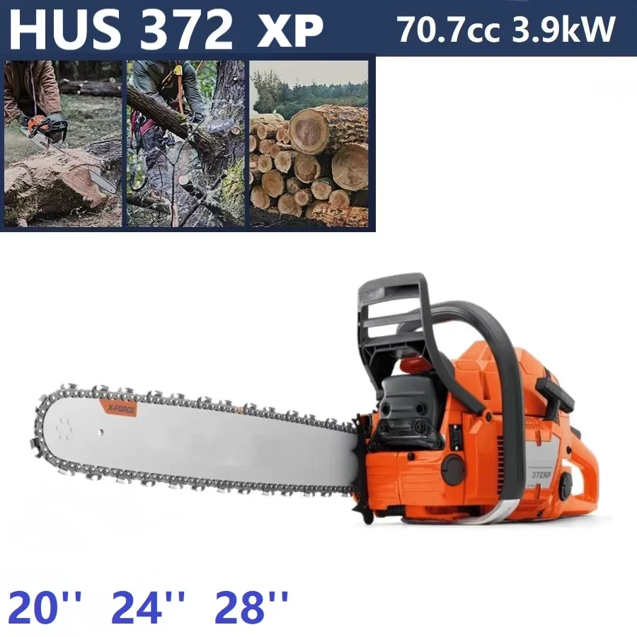 Бензиновая цепная пила HUS372 Heavy Duty 72cc 2-тактная, для распиловки древесины, с шиной 20" 24" 28" дюймов, совместима с Husqvarna 372 372Xp.