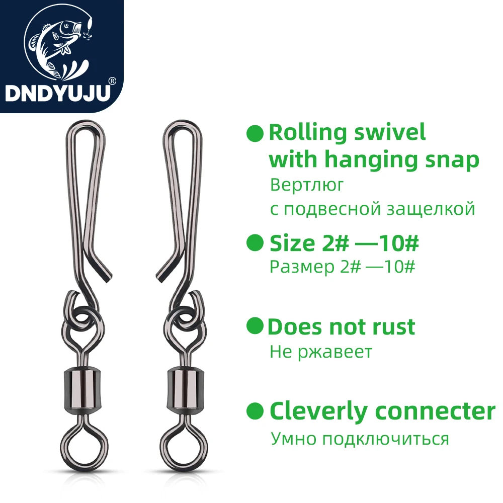 DNDYUJU 20pcs Fishing Swivels Connector 2#-10# Interlock Pin Snap Rolling Swivel For Fishhook Lure Carp Fishing Accessoriess