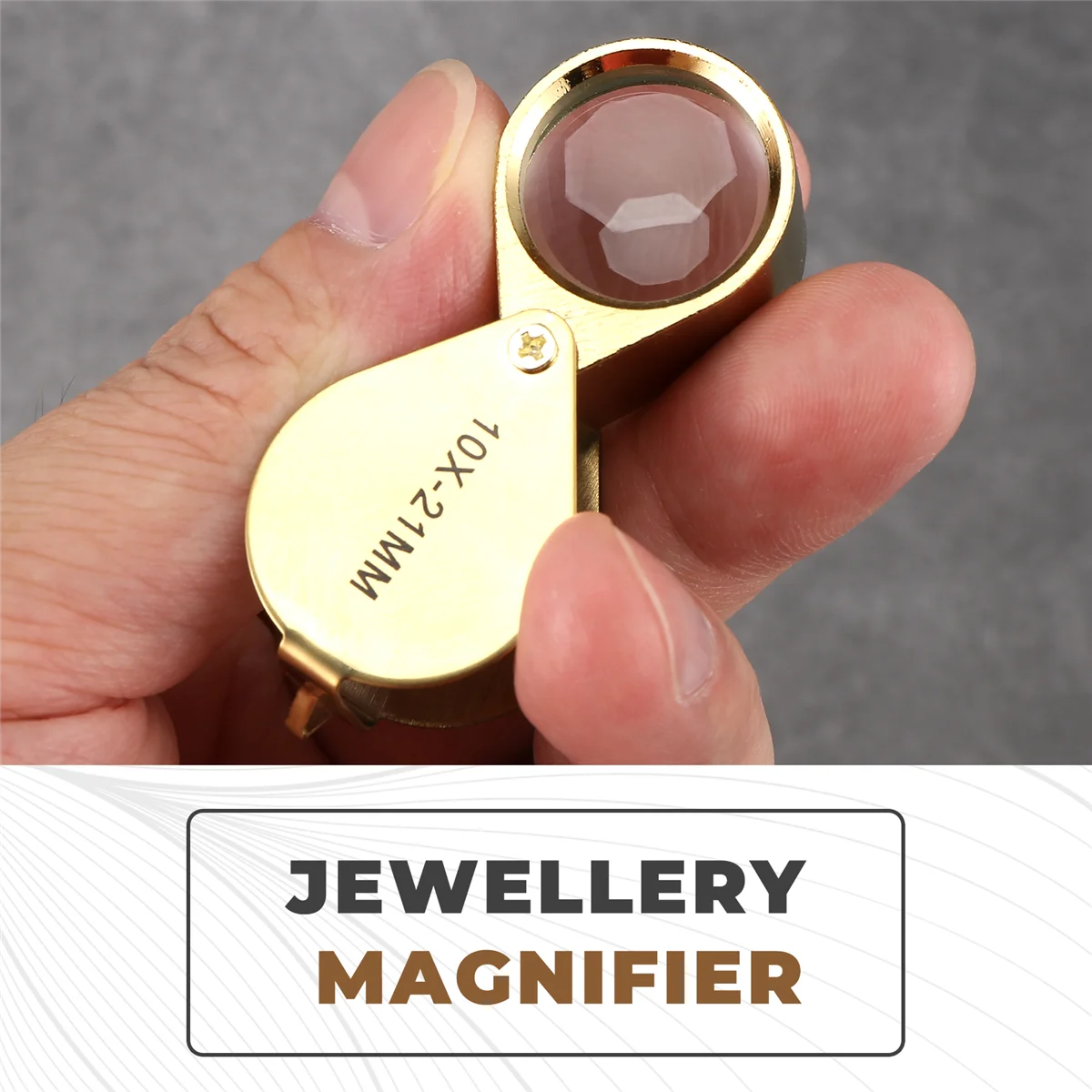 ABFKL 10x Magnifying Magnifier Glass Jewellers Eye Foldable Jewelry Loop Loupe(Golden)