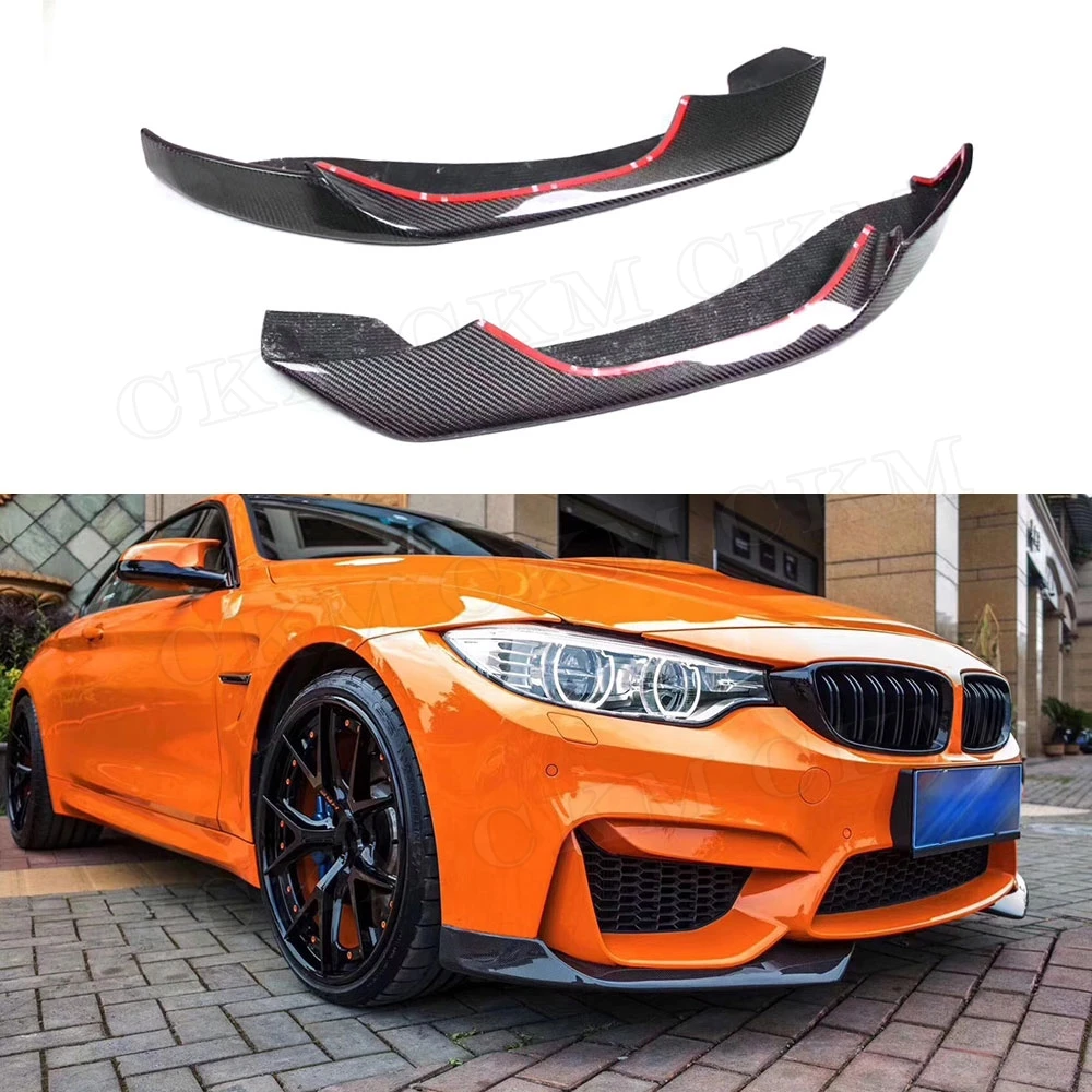 

Dry Carbon Fiber Front Lip Splitters Aprons Flaps Cupwings for BMW 3 4 Series F80 F82 F83 M3 M4 2014-2017 Chin Guard Car Styling