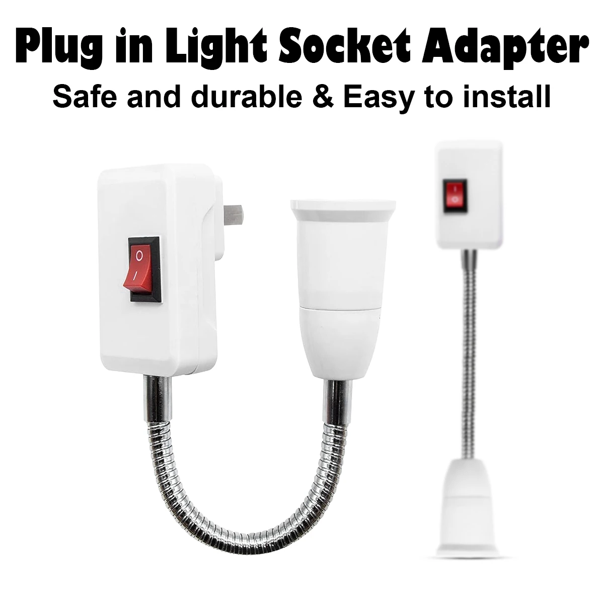 Bendable E27 Lamp Holder Table With Switch Bulb Base Eu/Us/Uk Plug Light Adapter Socket Screw Type Wall 360 Degree Flexible Desk
