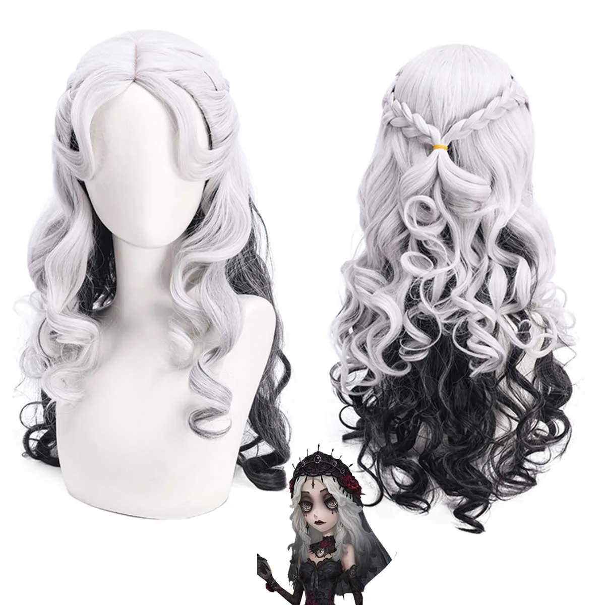 quality hot sale Halloween Game Ada Mesmer Everlasting Night Cosplay Long Gradient Curly Heat Resistant Synthetic Hair Wig