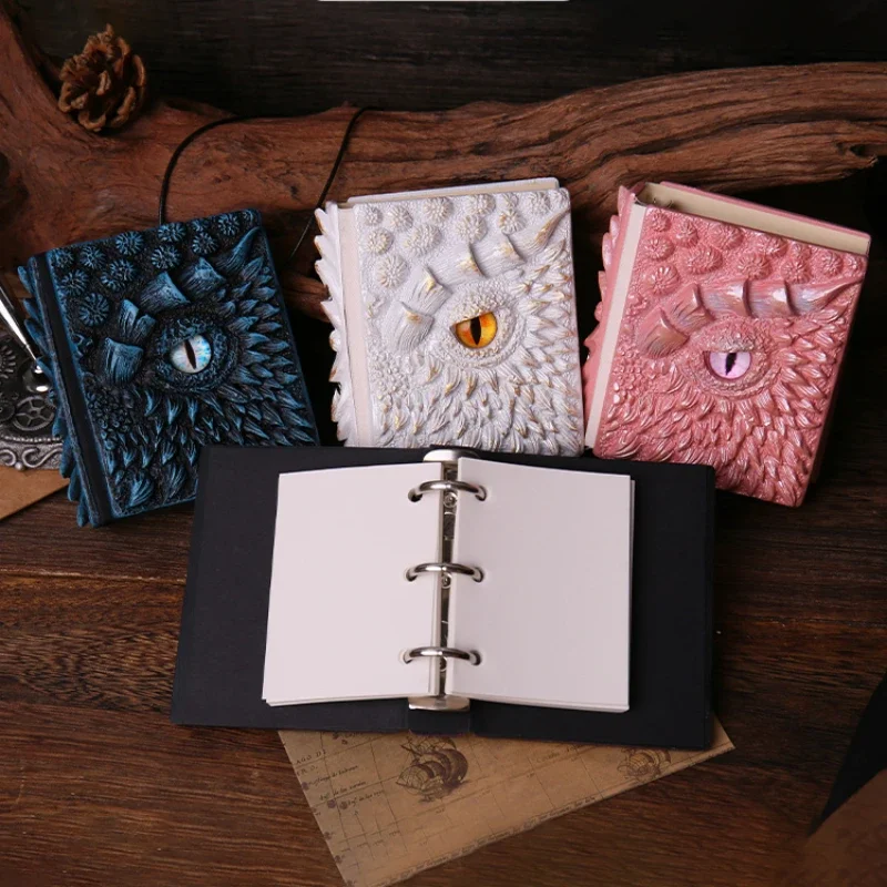 Dragon\'s Eye Three-dimensional Relief Small Loose-leaf Ledger Creative Resin Cover Portable Notepad Ledger Pocket Notebook