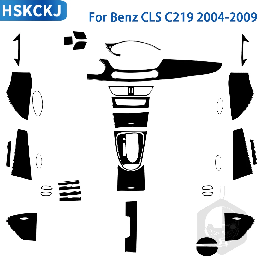 

For Mercedes Benz CLS C219 2004-2009 Accessories Car Black Plastic Interior Gear Central Control Air Outlet Panel Trim Sticker