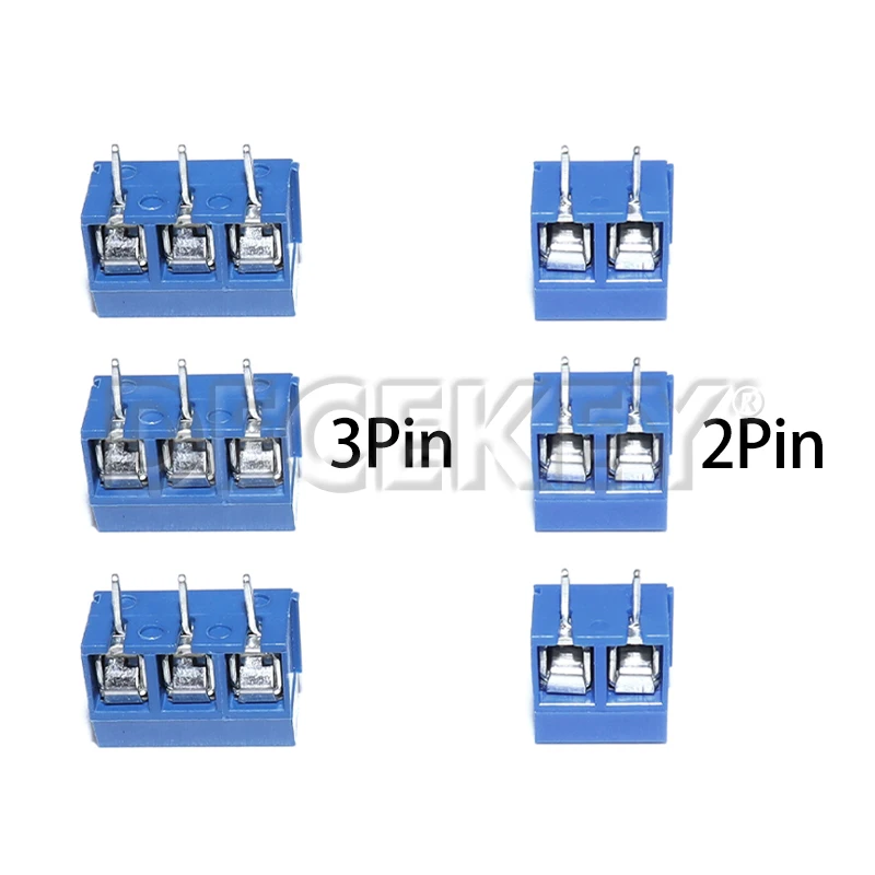 5mm KF301 2 Pin 3 Pin Wire Connector Straight Needle Blue KF301-2P KF301-3P PCB Screw Terminal Block