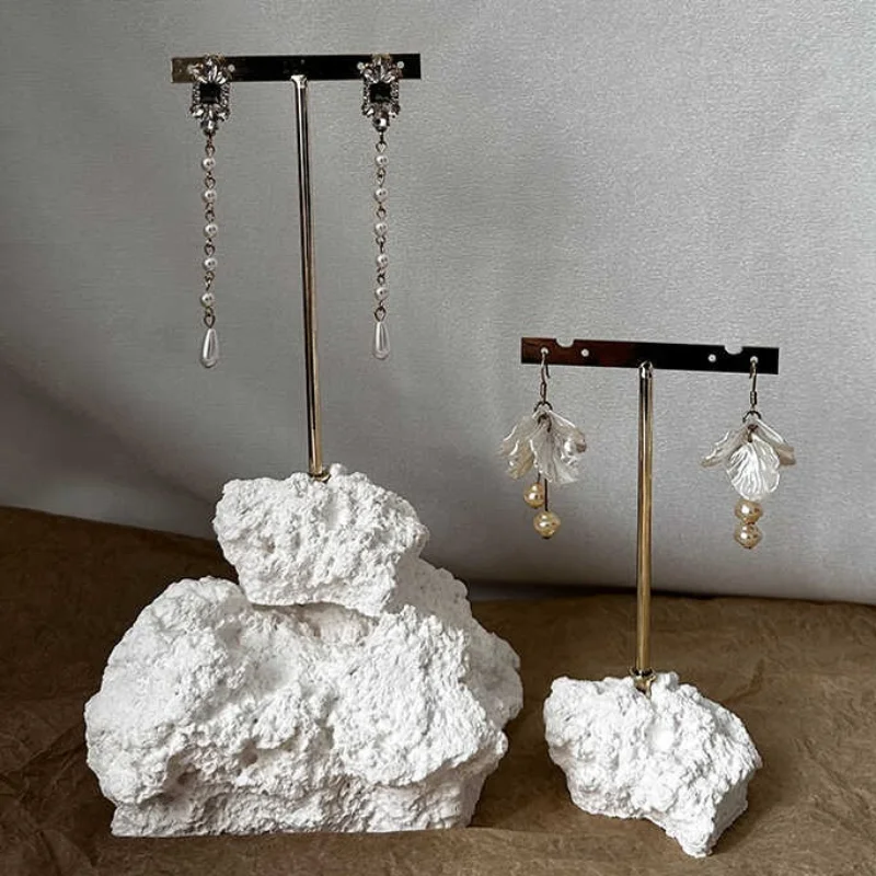 Gypsum Earrings Display Stand Showcase Earrings Display Rack Creative Ear Stud Storage Holder Desktop Bracelet Organizer Rack