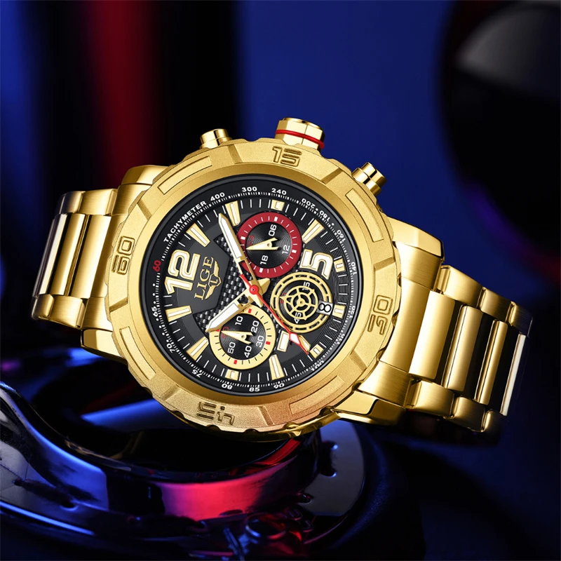 LIGE Casual Business Military Watches For Men Fashion Waterproof Quartz Chronograph Clock Male Sport Full Steel Date Watch Men