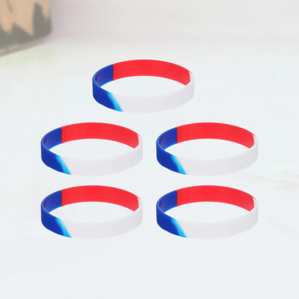 5 Pcs Wristband Men Women Independence Day Wristbands USA Flag Bracelets Silicone