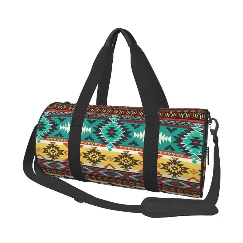 Navajo Horse Aztec Travel Duffel Bag Weekender Overnight Bags Portable Waterproof Carry-On Luggage Bag for Yoga Gym Sports