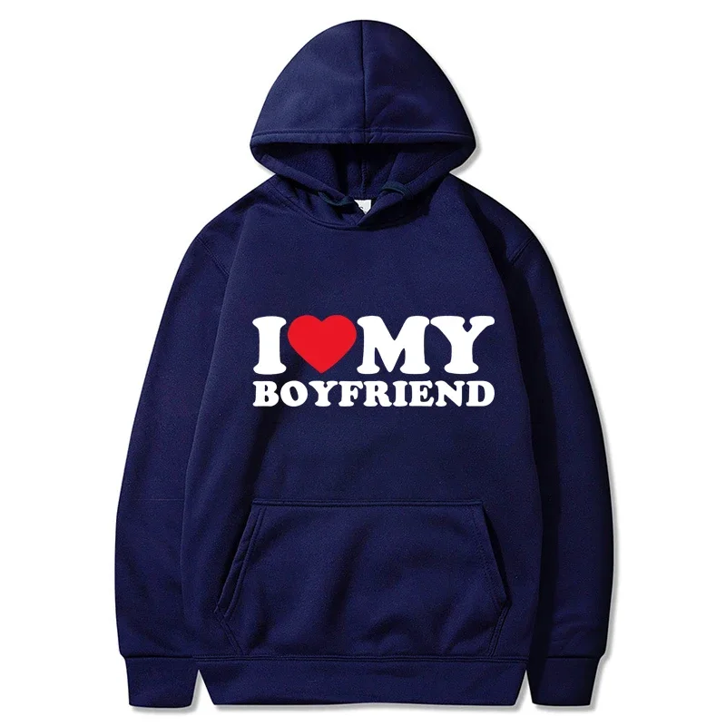 

Men's Long Sleeves Couple Sets I Love My Boyfriend Hoodies Sweatpants Suits Women Hoodie Sweatshirts and Joggers Lover Sets