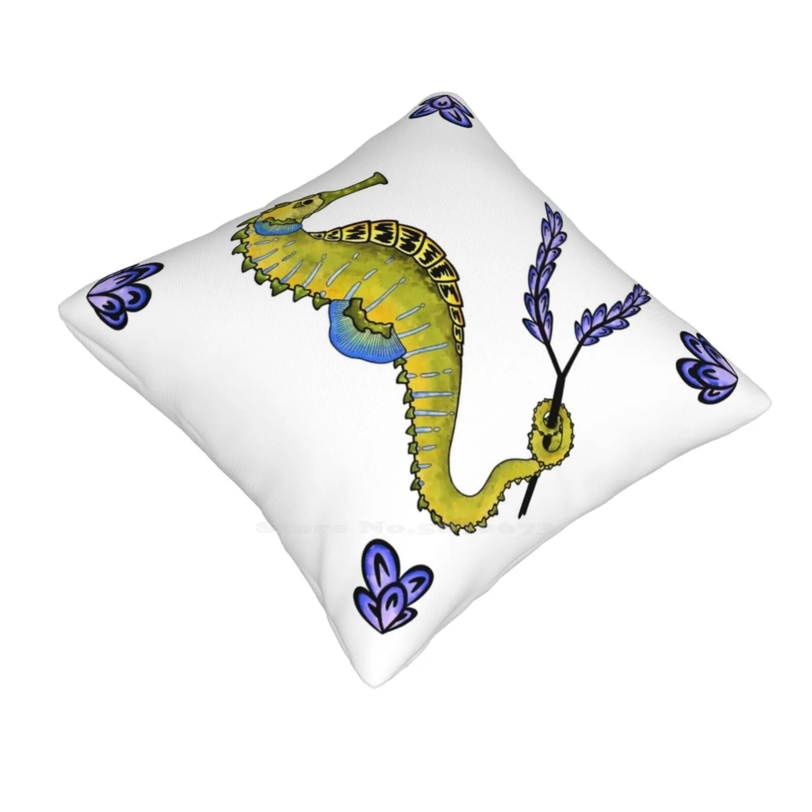 Tropical Seahorse Pillowslip Pillowcase Tropical Colourful Colorful Seahorse Marine Creature Ocean Reef Animal Floral Plant