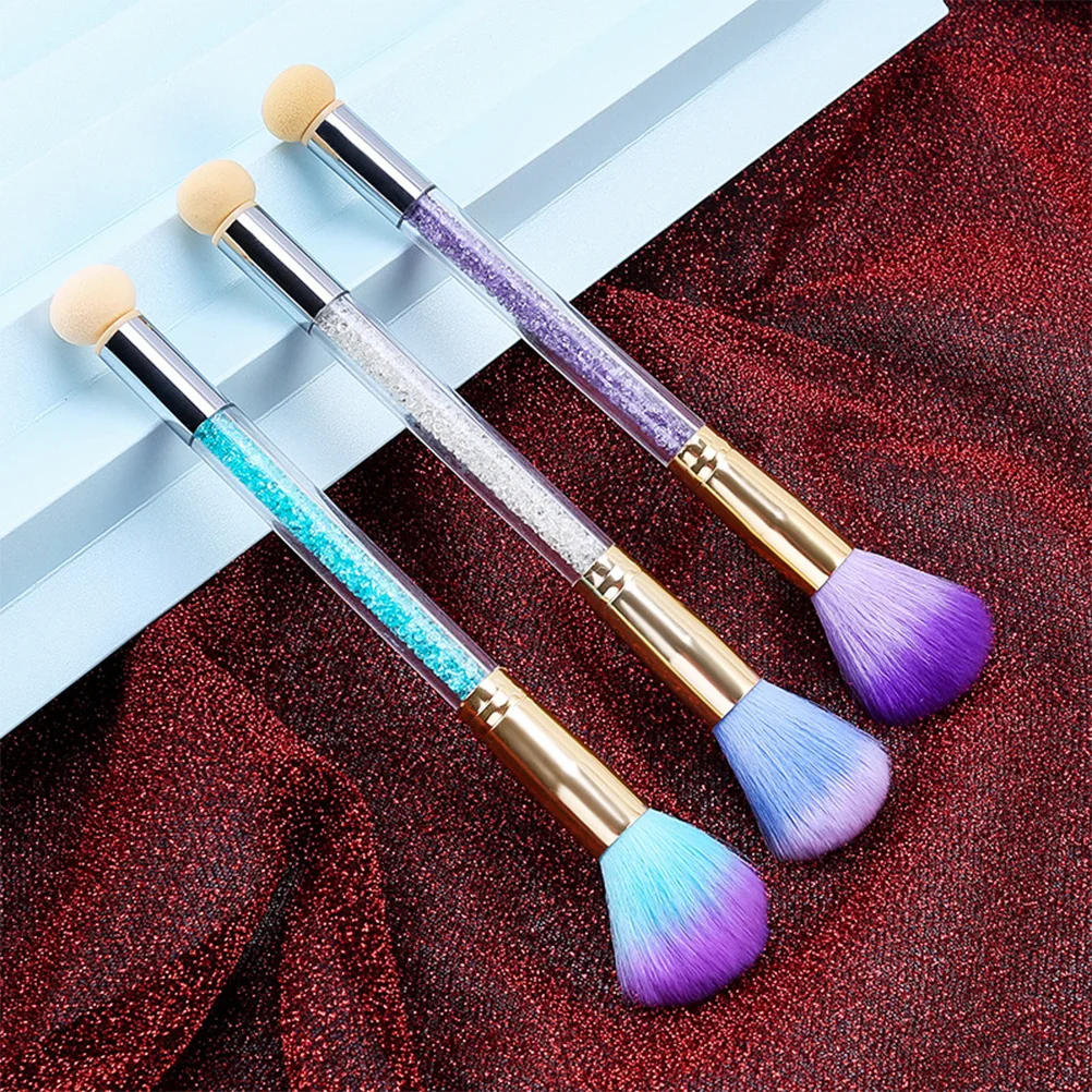 

Durable Dual Head Nail Brush Rhinestone Handle Salon Quality Fine Workmanship Practical Nail Pen Dual Head Sponge Pen