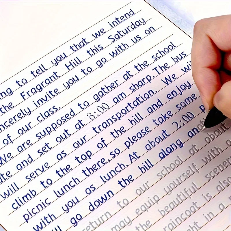 

3D italic English calligraphy exercise book - a reusable handwritten copy with complete letters and words for daily practice