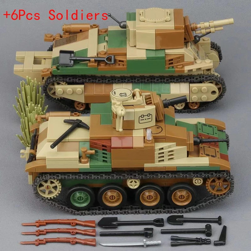 Military Japanese Army Truck Cannon Weapon WW2 89 92 Heavy Armored Vehicle Type Battle Tank Building Blocks Bricks Model Toys