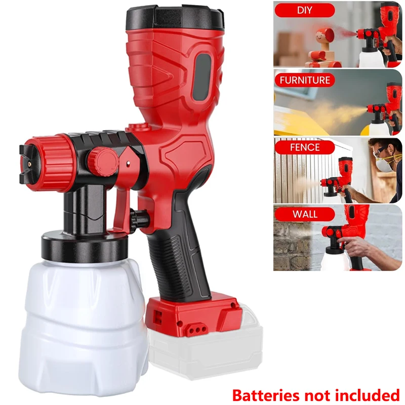 

Cordless paint Spray Gun for Milwaukee 18V Battery 1200ML 42000rpm High-Quality Motor Auto Airbrush Kit home Furniture Cabinet