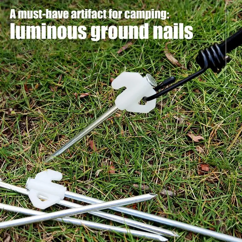 1PCS Camping Tent Stakes Heavy Duty Garden Stakes Outdoor Camping Tent Pegs Luminous Ground Nails Awning Steel Tent Pegs