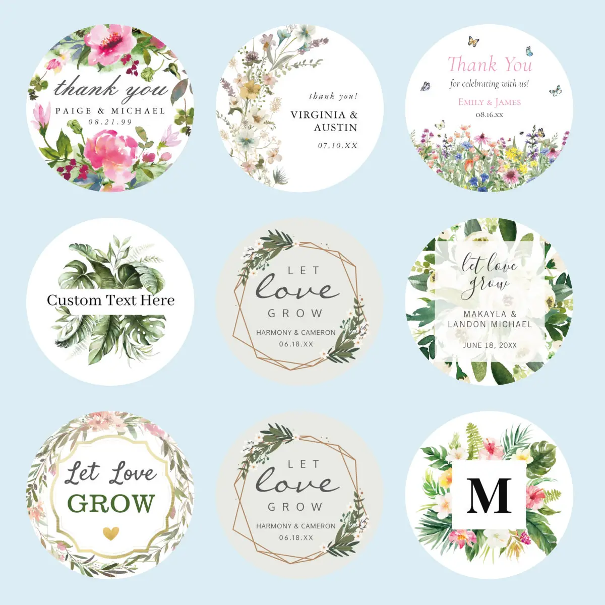 96 Pcs Custom Stickers and Custom Logo Wedding Birthday Christening Stickers Design Your Own Stickers Personalized Stickers