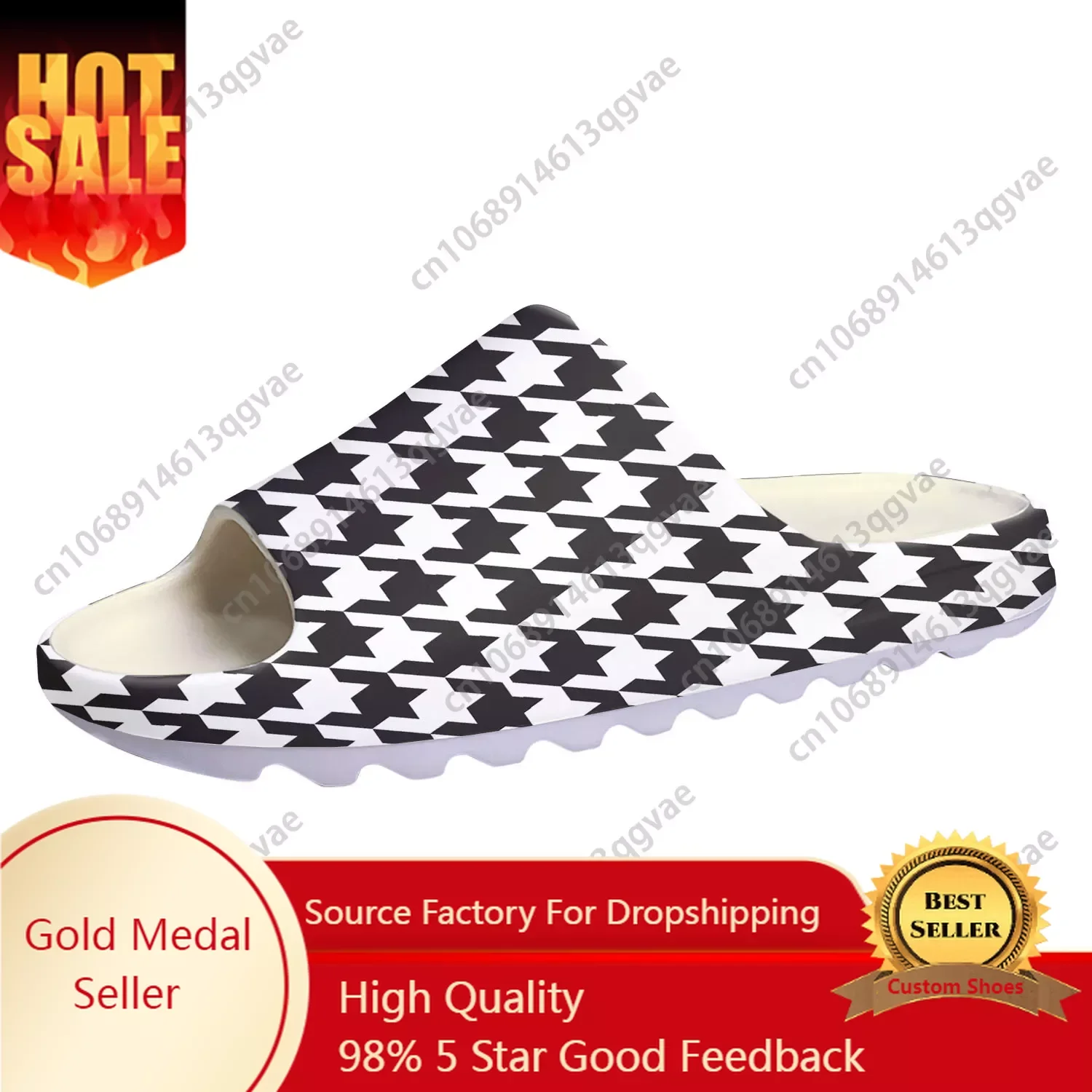 

Houndstooth Pattern Soft Sole Sllipers Home Clogs Step on Water Shoes Mens Womens Teenager Beach Customize on Shit Sandals