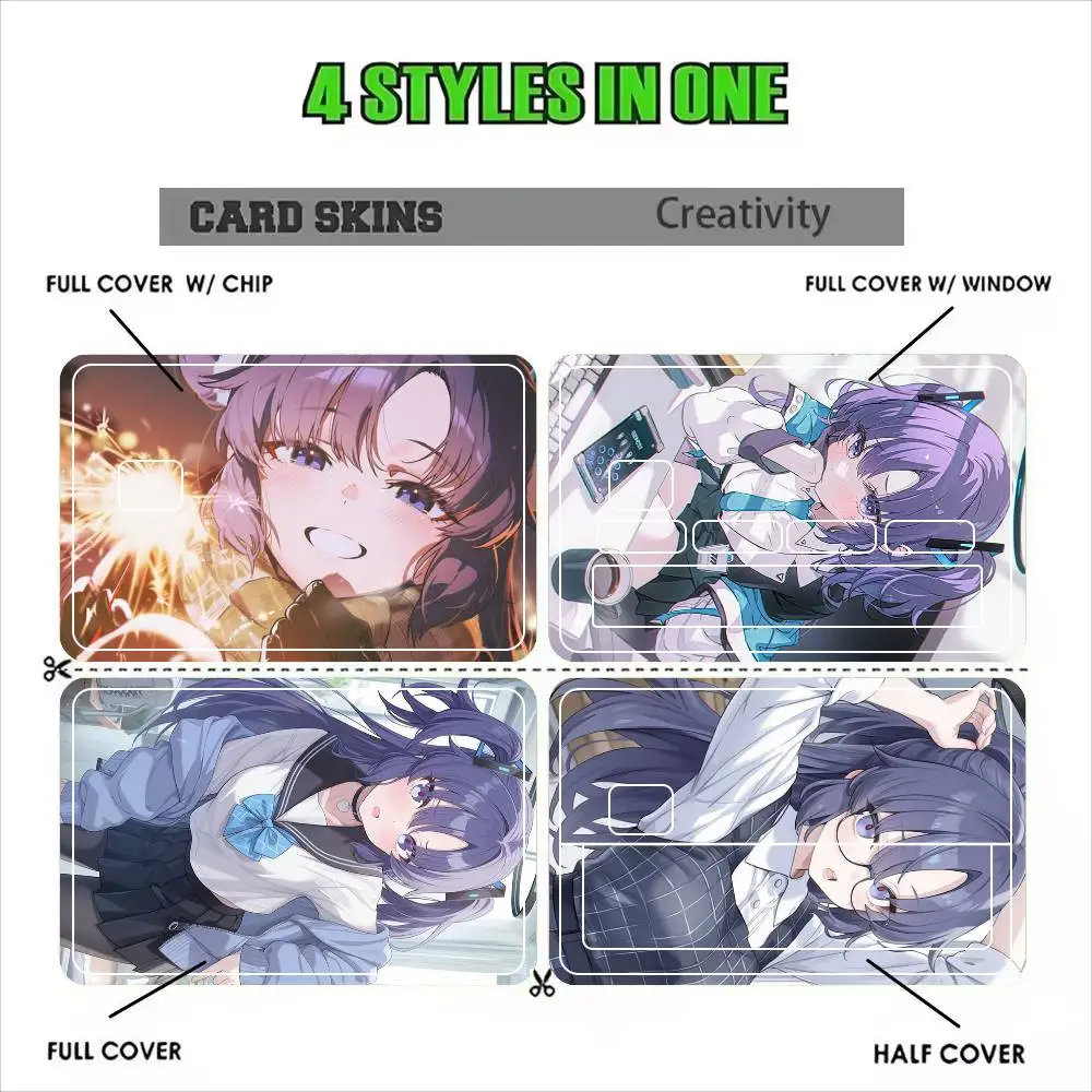 Hayase Yuuka Blue Archive  Sticker Film Tape Skin for Credit Card Debit Card Waterproof Stickers Cartoon