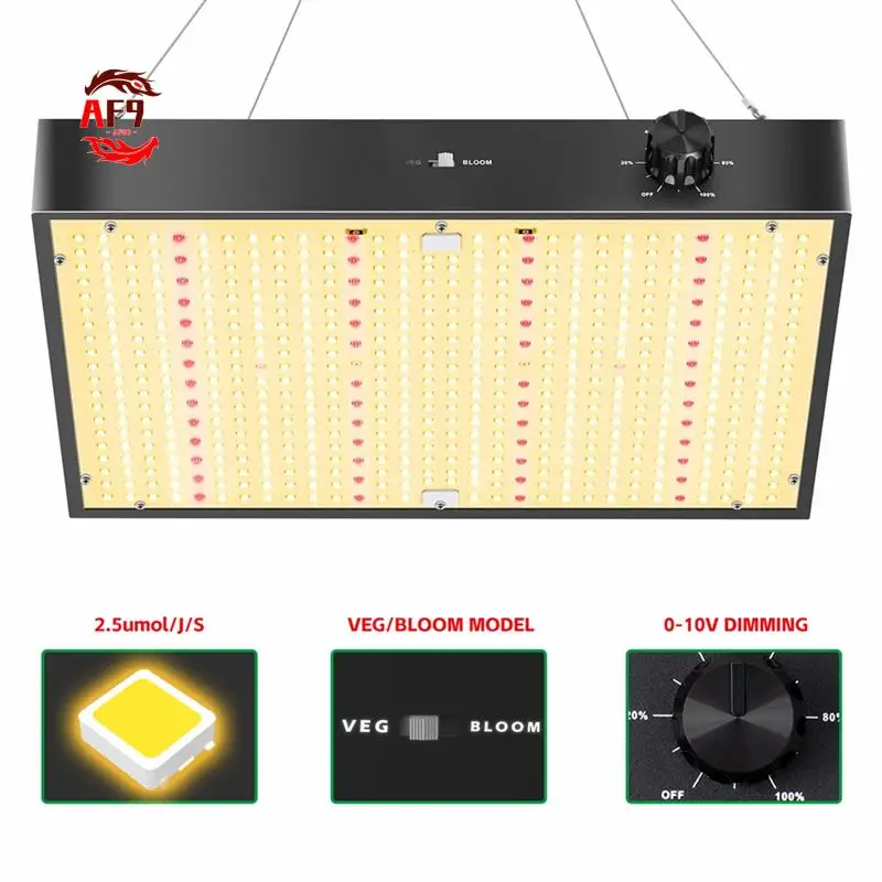 

AF90-200W PB2000 LED Grow Light Full Spectrum With Dimmable Fan For Indoor Plants Flower Vegetable Seedling Lighting US Plug
