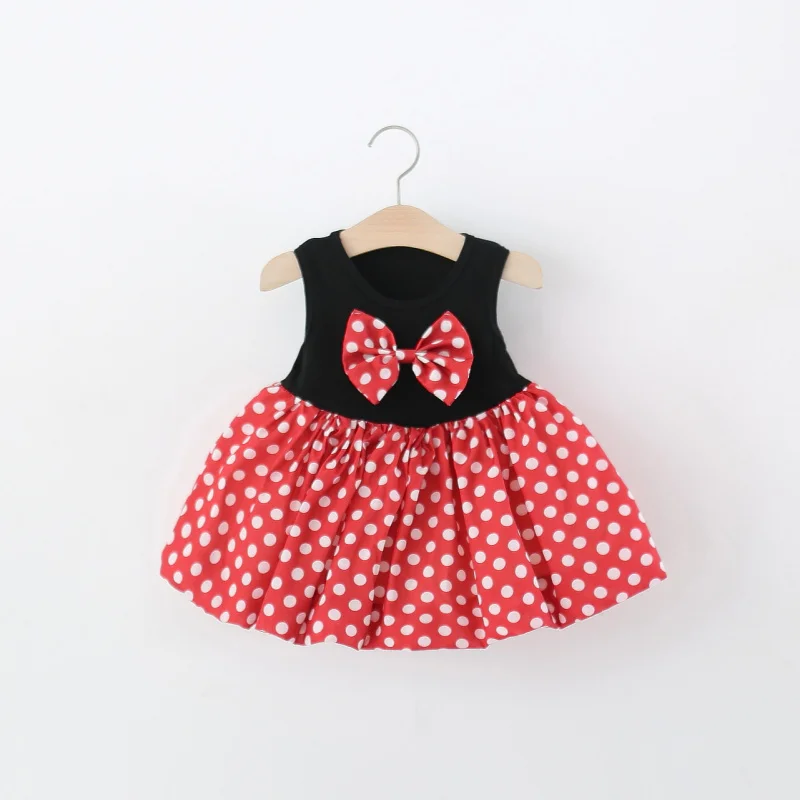 

Children's clothing, girls' dress, summer dress for baby girls, polka dot bowknot princess dress, toddler tank dress