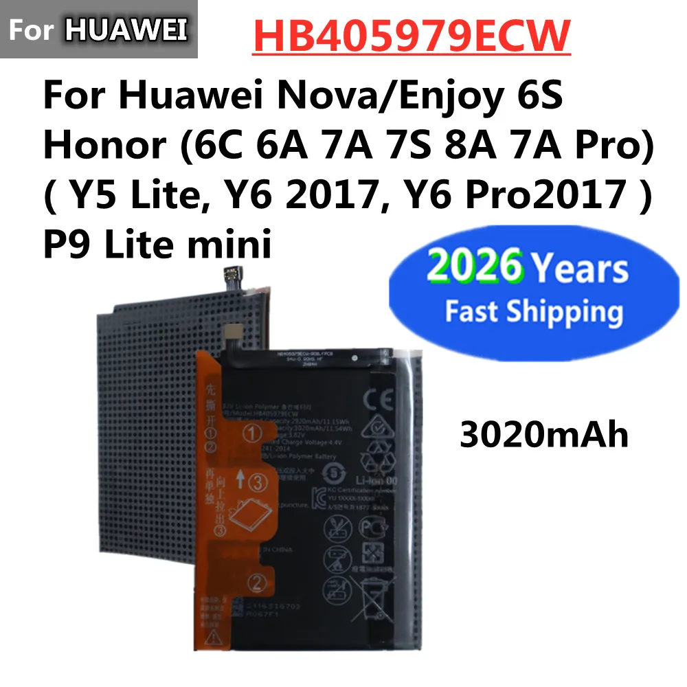 HB405979ECW 3020mAh Akku für Honor 6A 6C 7A 7S 8A 7A Pro für Huawei P9 Lite mini Y5 Lite Y6 Pro 2017 Nova Enjoy 6S Batterien