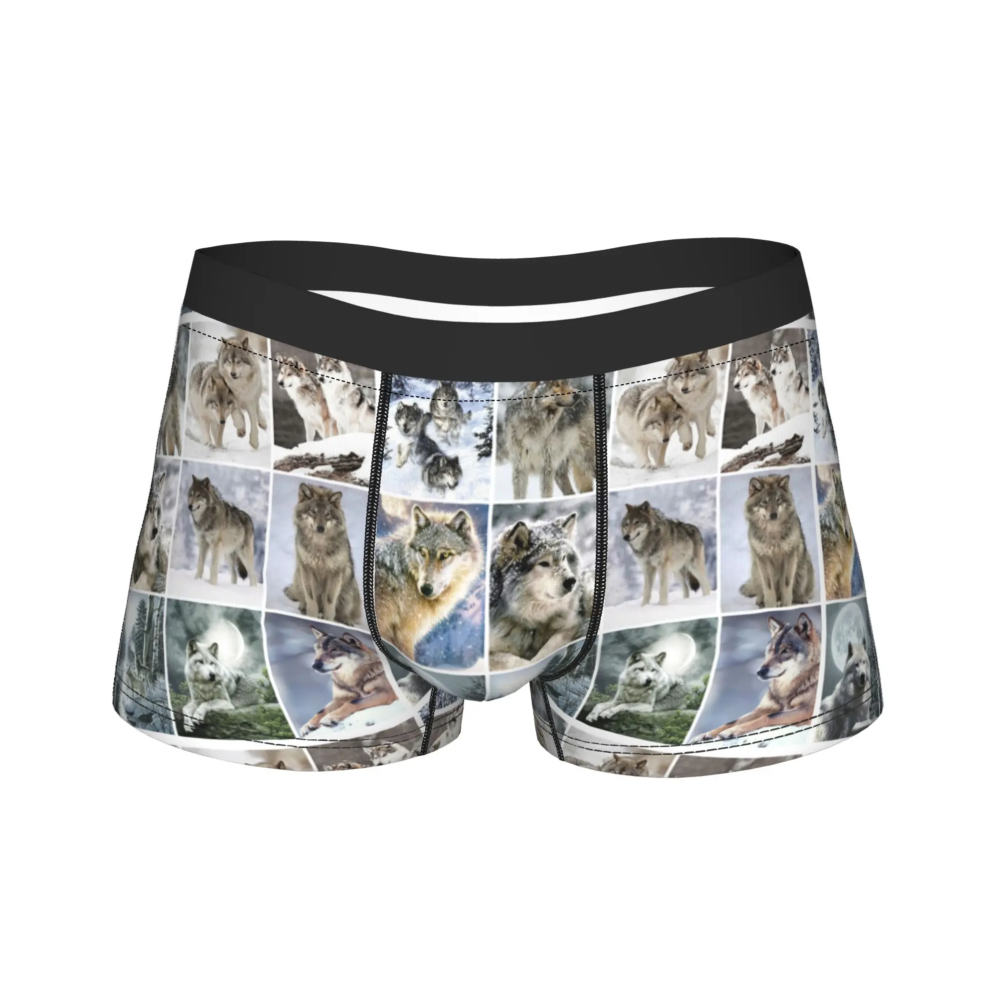 

Сексуальные шорты-боксеры Wolf Warrior, трусы, мужское нижнее белье, трусы из полиэстера с лунными вовками, хищника для мужчин, большие размеры