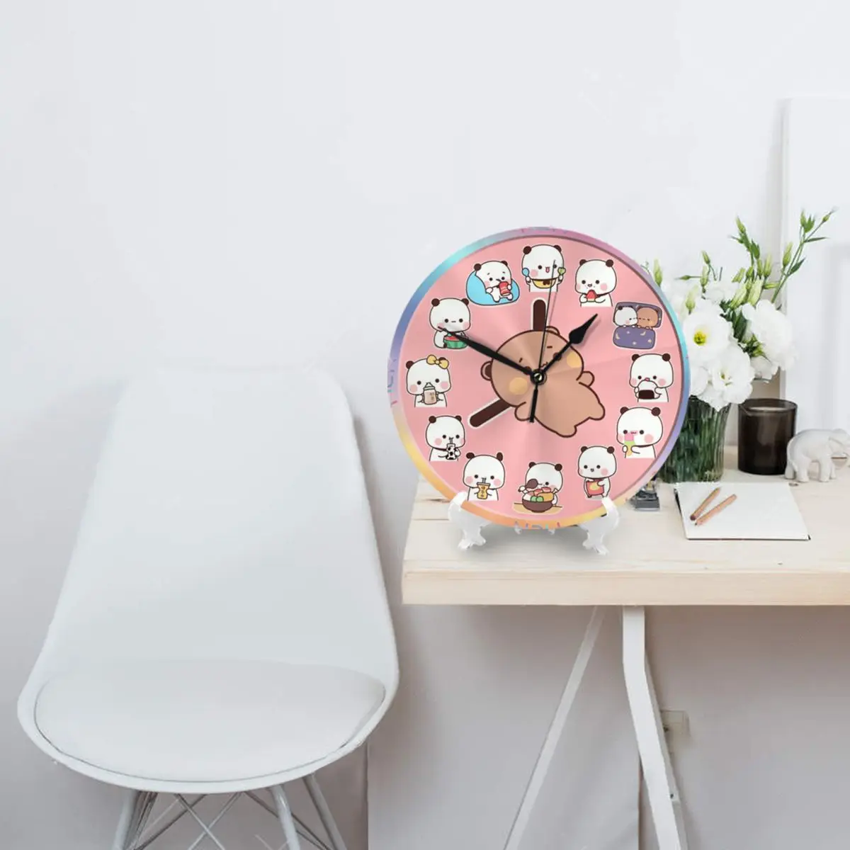 Cute Dudu Think About Bubu All Day Wall Clock Room Decoration Clock Must-have Ornament Round