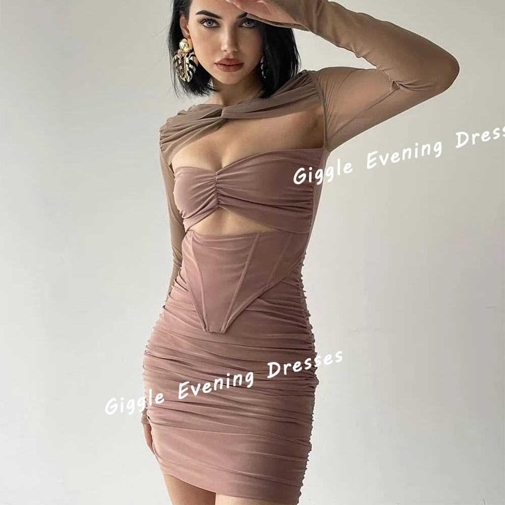 Giggle Crepe close-Fitting Sexy Elegance Prom Gown Saudi Arab Knee-Length Fashion Formal Evening Party Dresses for Women 2024