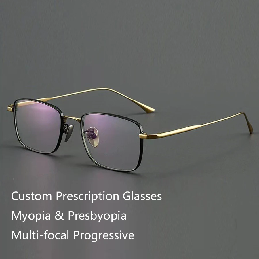 

Custom Prescription Glasses Men Titanium Frame Myopia Reading Glasses Multi-focal Progressive Lens Photochromic Eyeglasses