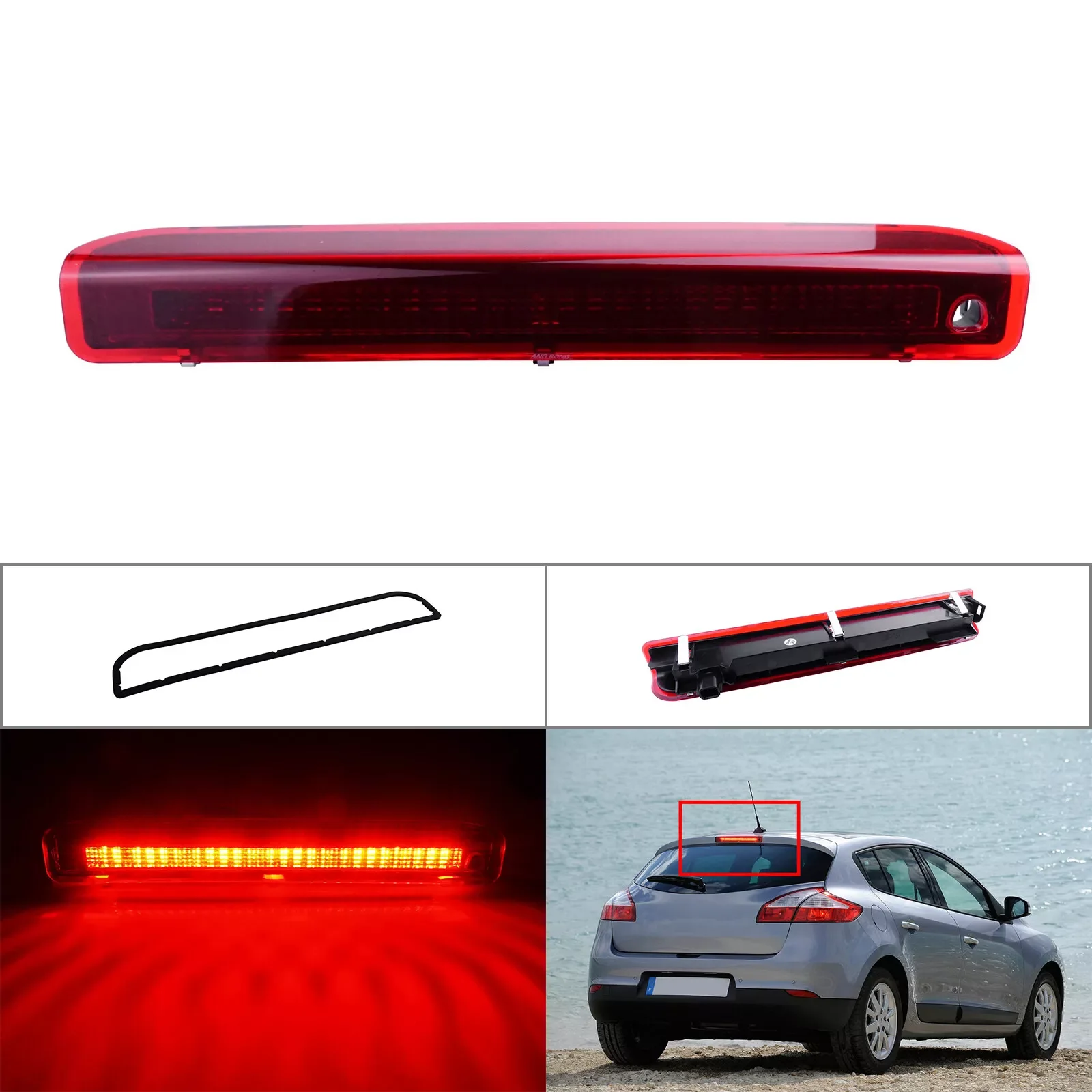 

Rear High Level LED Brake Light Lamp Red For 08-16 Renault Megane Red Bar Strip Third Brake Stop Light Lamps Car Accessories ﻿