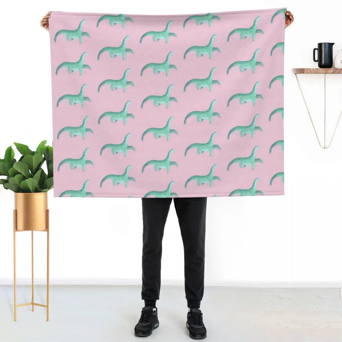 

Monster of Loch Ness , Nessie (pink background) Throw Blanket Decorative Soft Throw Blanket for Couch Sofa