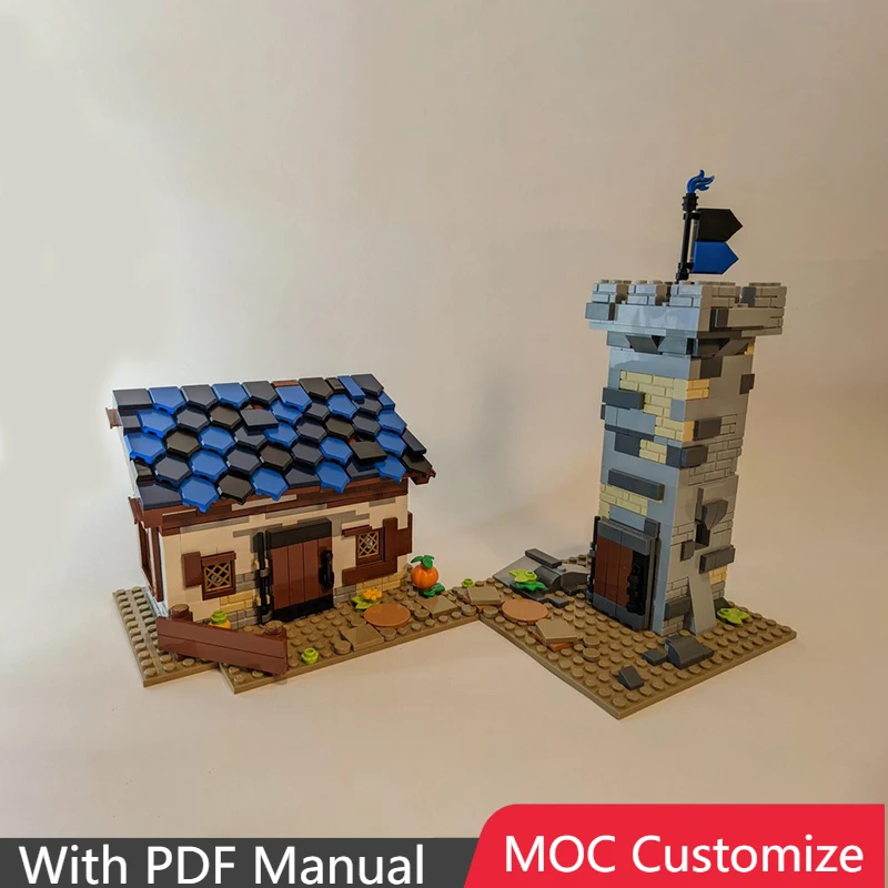 1425 قطعة MOC منزل الحداد القرون الوسطى وحدات اللبنات نموذج التعليمية لتقوم بها بنفسك لعبة التجميع للأولاد الهدايا