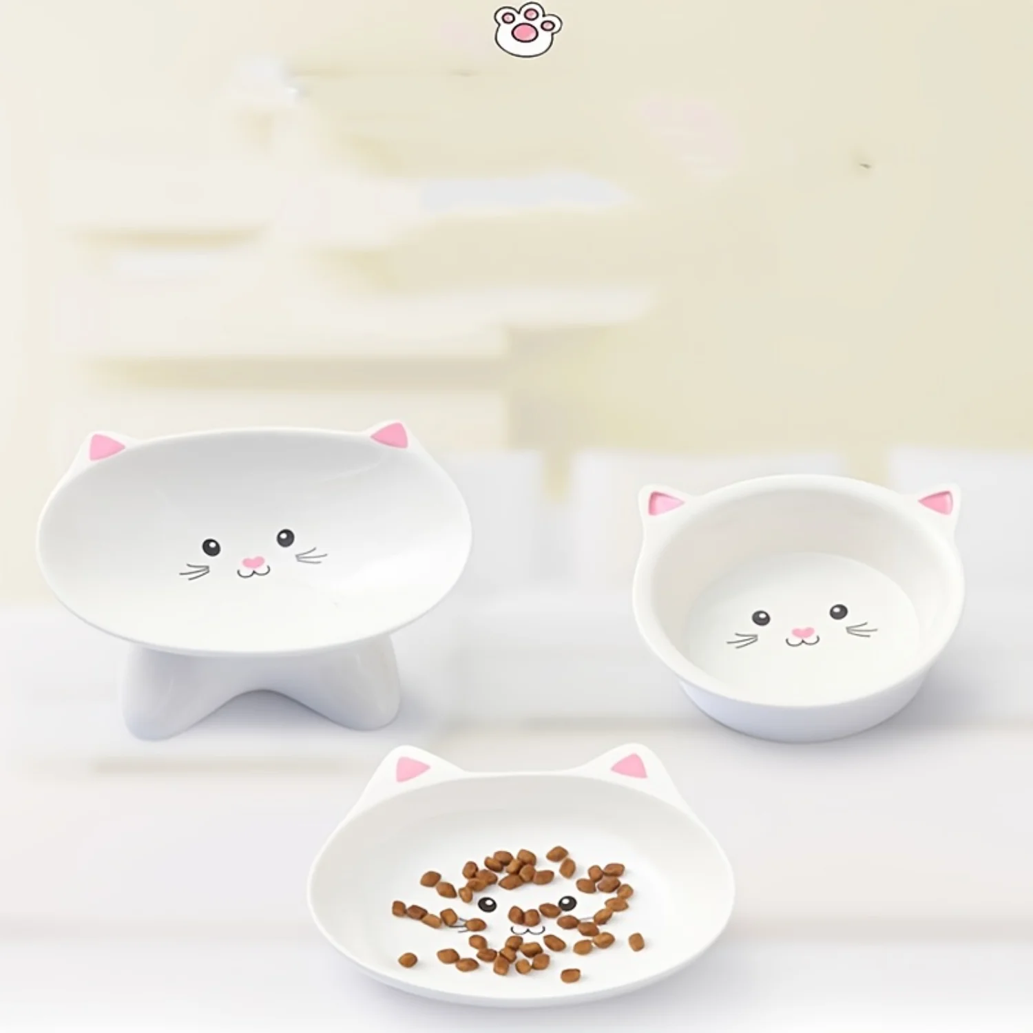 Small Cat Face Shape Pet Food Bowl Cat Bowl Dog Bowl Universal And Easy To Clean