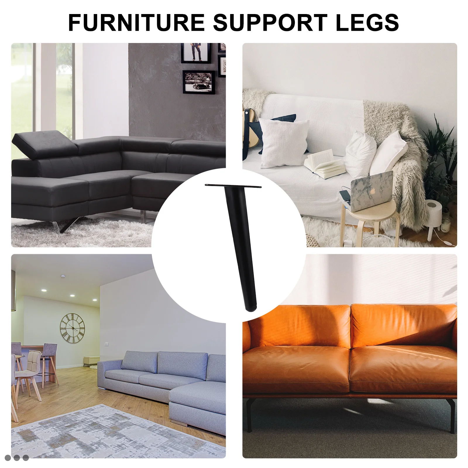 

4Pcs Sturdy Iron Furniture Legs High Load Capacity Non Deformable Feet for Sofa Bed Cabinet Coffee Table Home Office