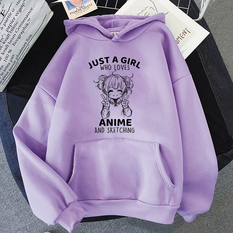 

Fashion Autumn And Winter Just A Girl Who Loves Anime And Sketching Print Hoodie Sweater Men And Women Pullover Casual Top