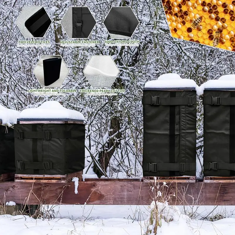 

Winter Beehive Wrap 600D Oxford Hive Wrap Adjustable Hive Wrap Warm Beekeeping Supplies Waterproof Windproof Insulation Wrap For