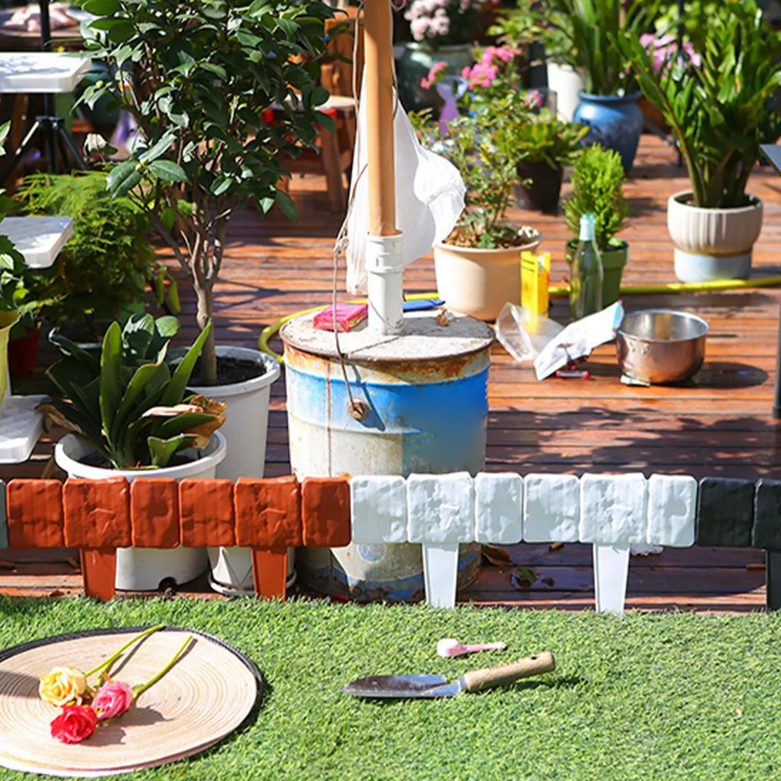 

Decorative Fences 10 Pieces Imitation Stone Stakes Stone Effect Garden Fence Border For Patio Porch Pathway Walkway Lawn Yard
