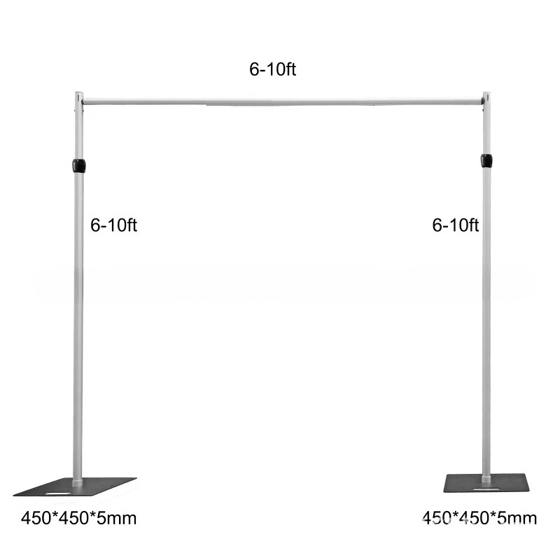 

Adjustable 3 * 3 meters aluminum alloy wedding wall curtain shelf simulation flower telescopic background frame silver