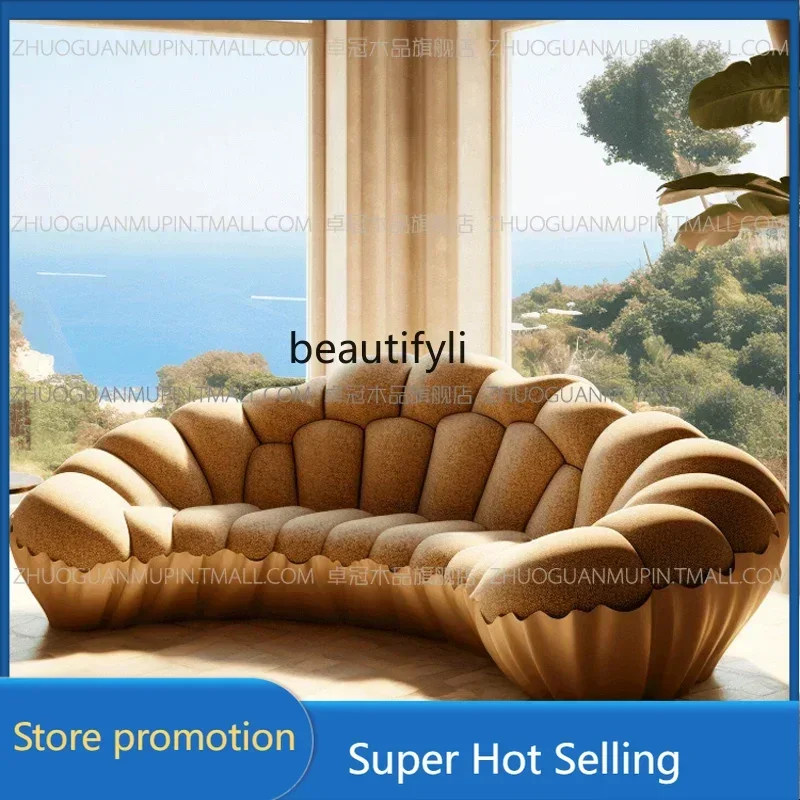 PPP G Light luxury curved cream sofa semi-circular creative technology sense, solid wood sofa villaAA